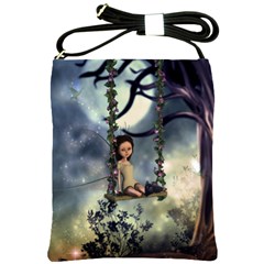 Cute Little Fairy With Kitten On A Swing Shoulder Sling Bags by FantasyWorld7