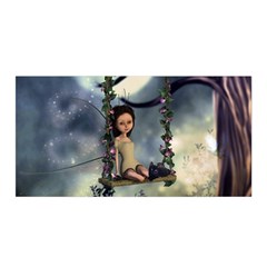 Cute Little Fairy With Kitten On A Swing Satin Wrap by FantasyWorld7