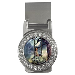 Cute Little Fairy With Kitten On A Swing Money Clips (cz)  by FantasyWorld7