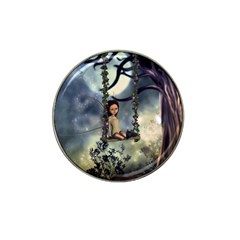 Cute Little Fairy With Kitten On A Swing Hat Clip Ball Marker (4 Pack) by FantasyWorld7