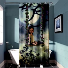 Cute Little Fairy With Kitten On A Swing Shower Curtain 36  X 72  (stall)  by FantasyWorld7