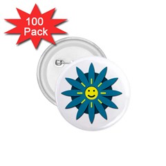 Smiley Flower 1 75  Buttons (100 Pack)  by linceazul