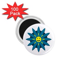 Smiley Flower 1 75  Magnets (100 Pack)  by linceazul