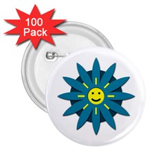 Smiley Flower 2 25  Buttons (100 Pack)  by linceazul