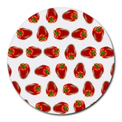 Red Peppers Pattern Round Mousepads by SuperPatterns