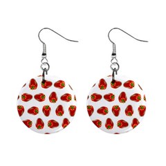 Red Peppers Pattern Mini Button Earrings by SuperPatterns