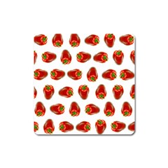 Red Peppers Pattern Square Magnet by SuperPatterns