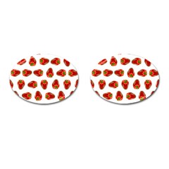 Red Peppers Pattern Cufflinks (oval) by SuperPatterns