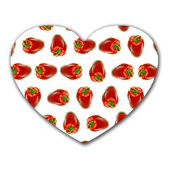 Red Peppers Pattern Heart Mousepads