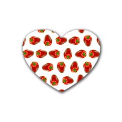 Red Peppers Pattern Heart Coaster (4 Pack)  by SuperPatterns