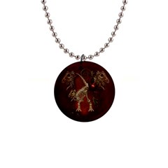 Awesome T Rex Skeleton, Vintage Background Button Necklaces by FantasyWorld7