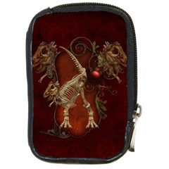 Awesome T Rex Skeleton, Vintage Background Compact Camera Cases by FantasyWorld7