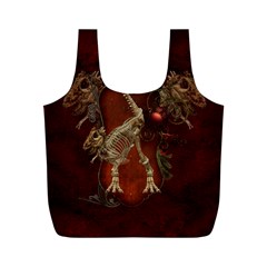 Awesome T Rex Skeleton, Vintage Background Full Print Recycle Bags (m)  by FantasyWorld7