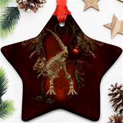 Awesome T Rex Skeleton, Vintage Background Ornament (star) by FantasyWorld7