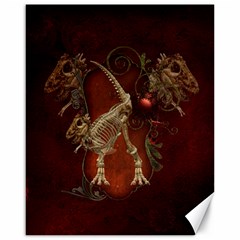 Awesome T Rex Skeleton, Vintage Background Canvas 16  X 20   by FantasyWorld7