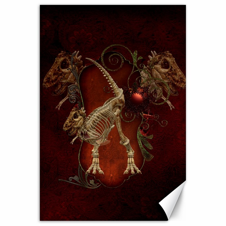 Awesome T Rex Skeleton, Vintage Background Canvas 20  x 30  