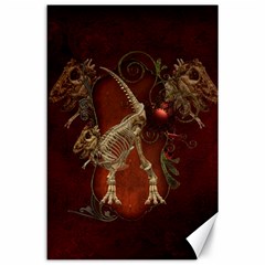 Awesome T Rex Skeleton, Vintage Background Canvas 24  X 36  by FantasyWorld7