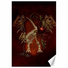 Awesome T Rex Skeleton, Vintage Background Canvas 20  X 30   by FantasyWorld7