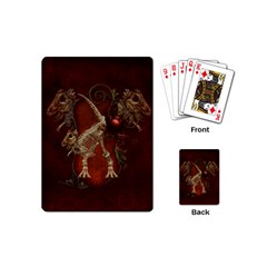 Awesome T Rex Skeleton, Vintage Background Playing Cards (mini)  by FantasyWorld7