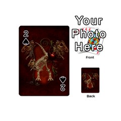 Awesome T Rex Skeleton, Vintage Background Playing Cards 54 (mini)  by FantasyWorld7