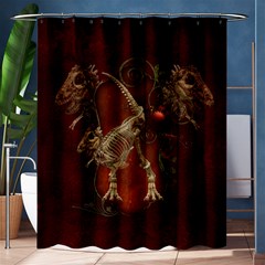 Awesome T Rex Skeleton, Vintage Background Shower Curtain 60  X 72  (medium)  by FantasyWorld7