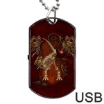 Awesome T Rex Skeleton, Vintage Background Dog Tag USB Flash (Two Sides) Back