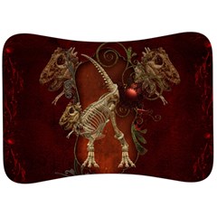 Awesome T Rex Skeleton, Vintage Background Velour Seat Head Rest Cushion by FantasyWorld7