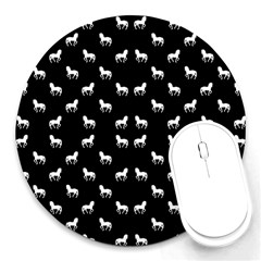 Silhouette Graphic Horses Pattern 7200 Round Mousepads by dflcprints