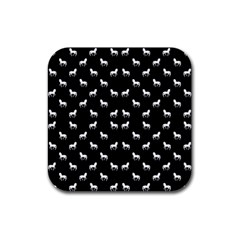 Silhouette Graphic Horses Pattern 7200 Rubber Square Coaster (4 Pack)  by dflcprints