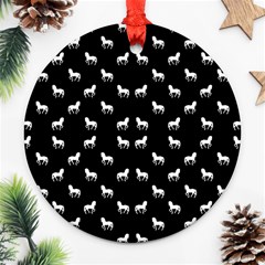 Silhouette Graphic Horses Pattern 7200 Round Ornament (two Sides)