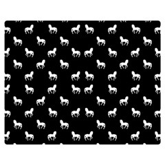 Silhouette Graphic Horses Pattern 7200 Double Sided Flano Blanket (medium)  by dflcprints