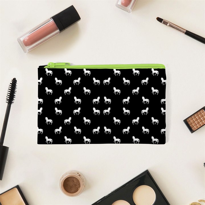 Silhouette Graphic Horses Pattern 7200 Cosmetic Bag (XS)