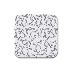 Scissors Pattern Rubber Square Coaster (4 Pack)  by Valentinaart