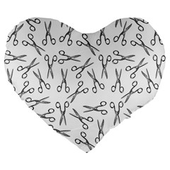 Scissors Pattern Large 19  Premium Heart Shape Cushions by Valentinaart