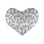 Scissors pattern Standard 16  Premium Flano Heart Shape Cushions Back