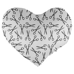 Scissors pattern Large 19  Premium Flano Heart Shape Cushions