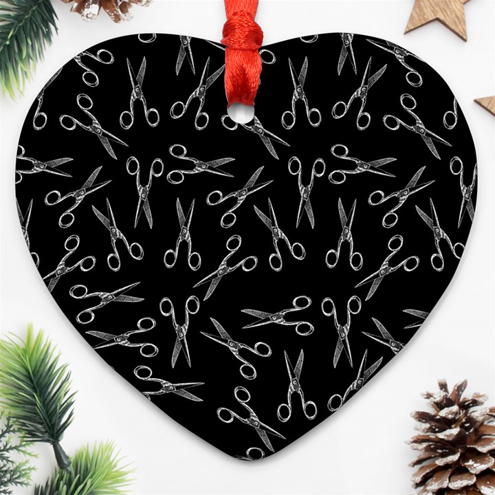 Scissors pattern Heart Ornament (Two Sides)