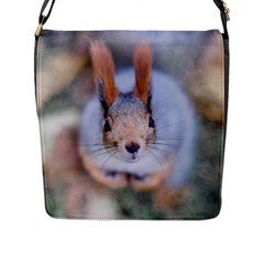 Squirrel Looks At You Flap Messenger Bag (L) 