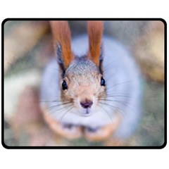 Squirrel Looks At You Double Sided Fleece Blanket (medium)  by FunnyCow