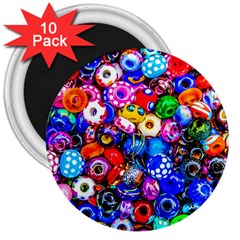 Colorful Beads 3  Magnets (10 Pack)  by FunnyCow