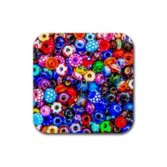 Colorful Beads Rubber Coaster (square)  by FunnyCow