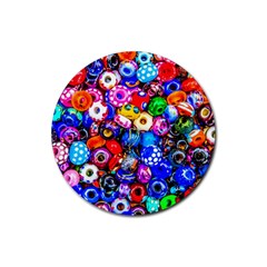 Colorful Beads Rubber Coaster (round)  by FunnyCow