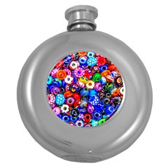 Colorful Beads Round Hip Flask (5 Oz) by FunnyCow