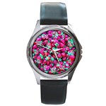 Pile Of Red Strawberries Round Metal Watch Front