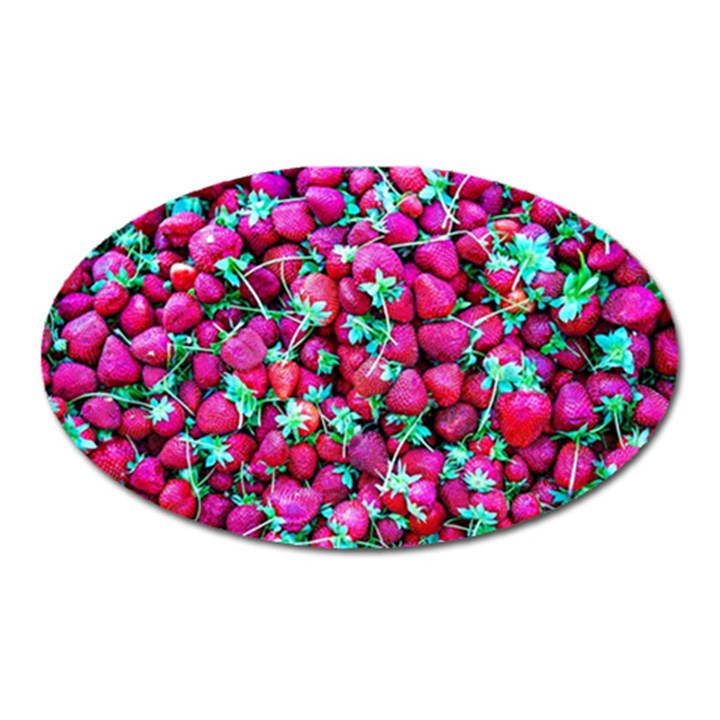 Pile Of Red Strawberries Oval Magnet