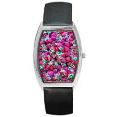 Pile Of Red Strawberries Barrel Style Metal Watch