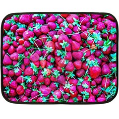 Pile Of Red Strawberries Fleece Blanket (mini) by FunnyCow