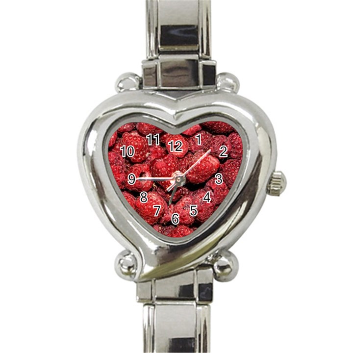 Red Raspberries Heart Italian Charm Watch