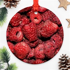 Red Raspberries Round Ornament (two Sides) by FunnyCow