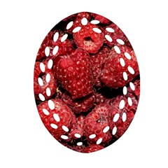 Red Raspberries Oval Filigree Ornament (two Sides) by FunnyCow